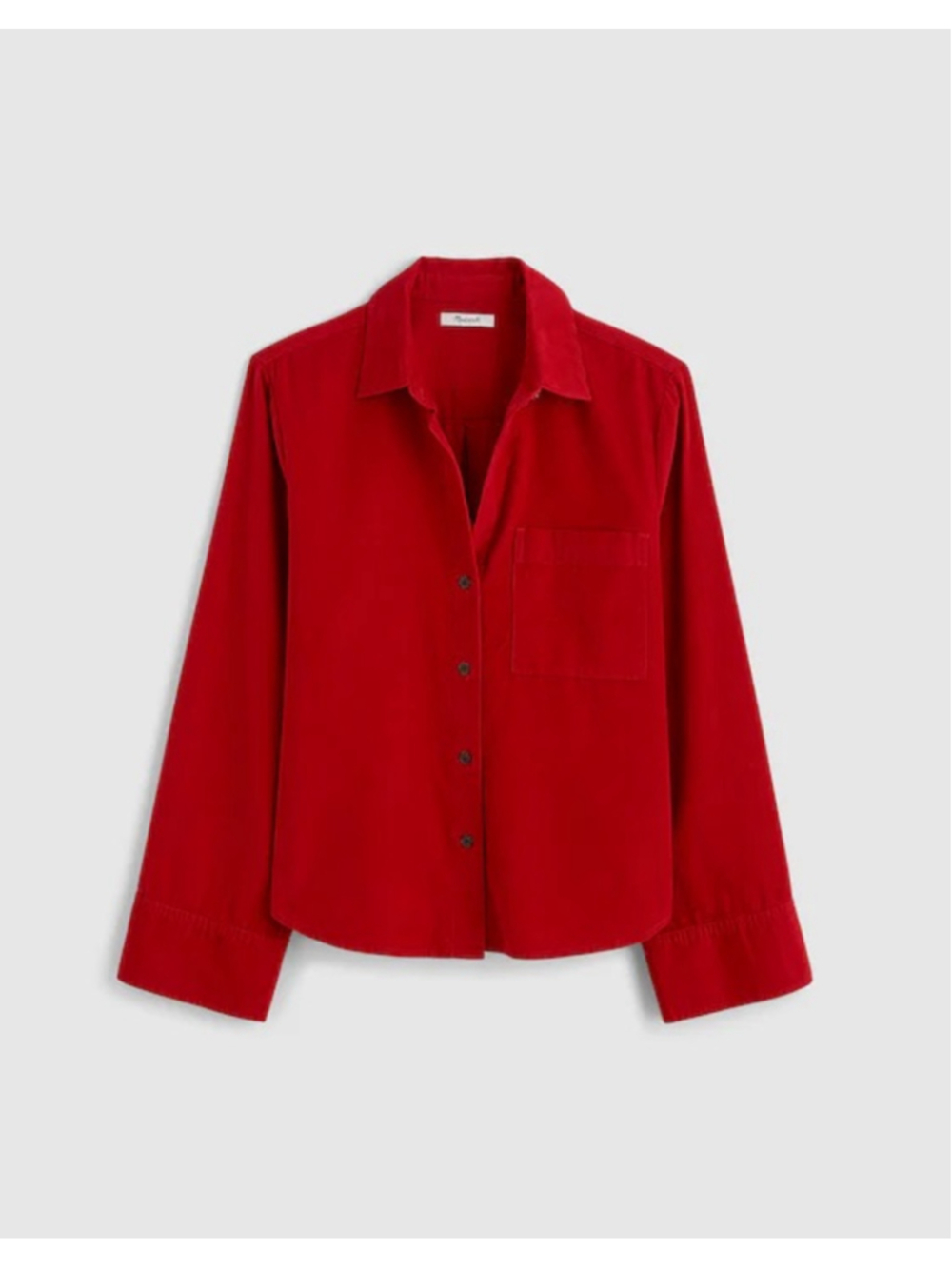 NWT Madewell Easy Y-Neck Button-Up Shirt in Corduroy in red size XXL